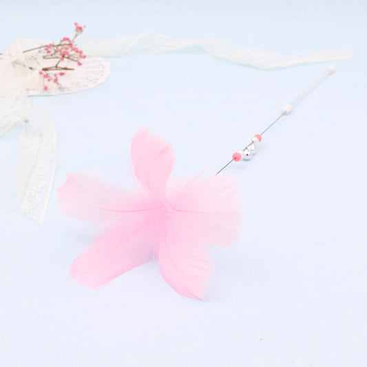 Colorful Feather Cat Teaser Wand with Bell Toy