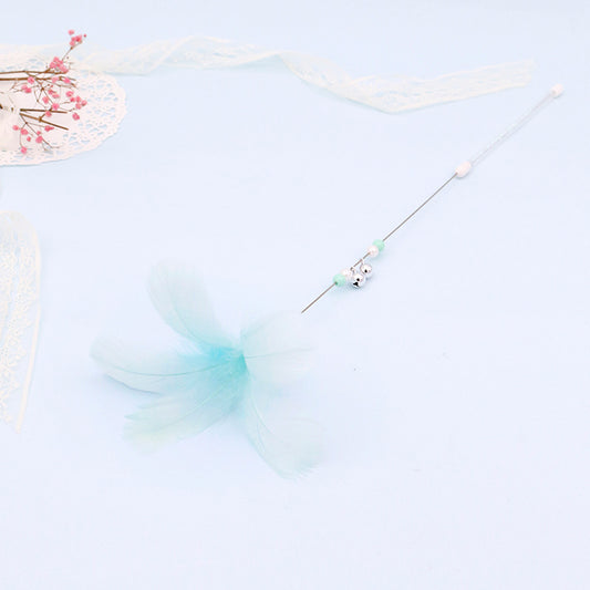 Colorful Feather Cat Teaser Wand with Bell Toy