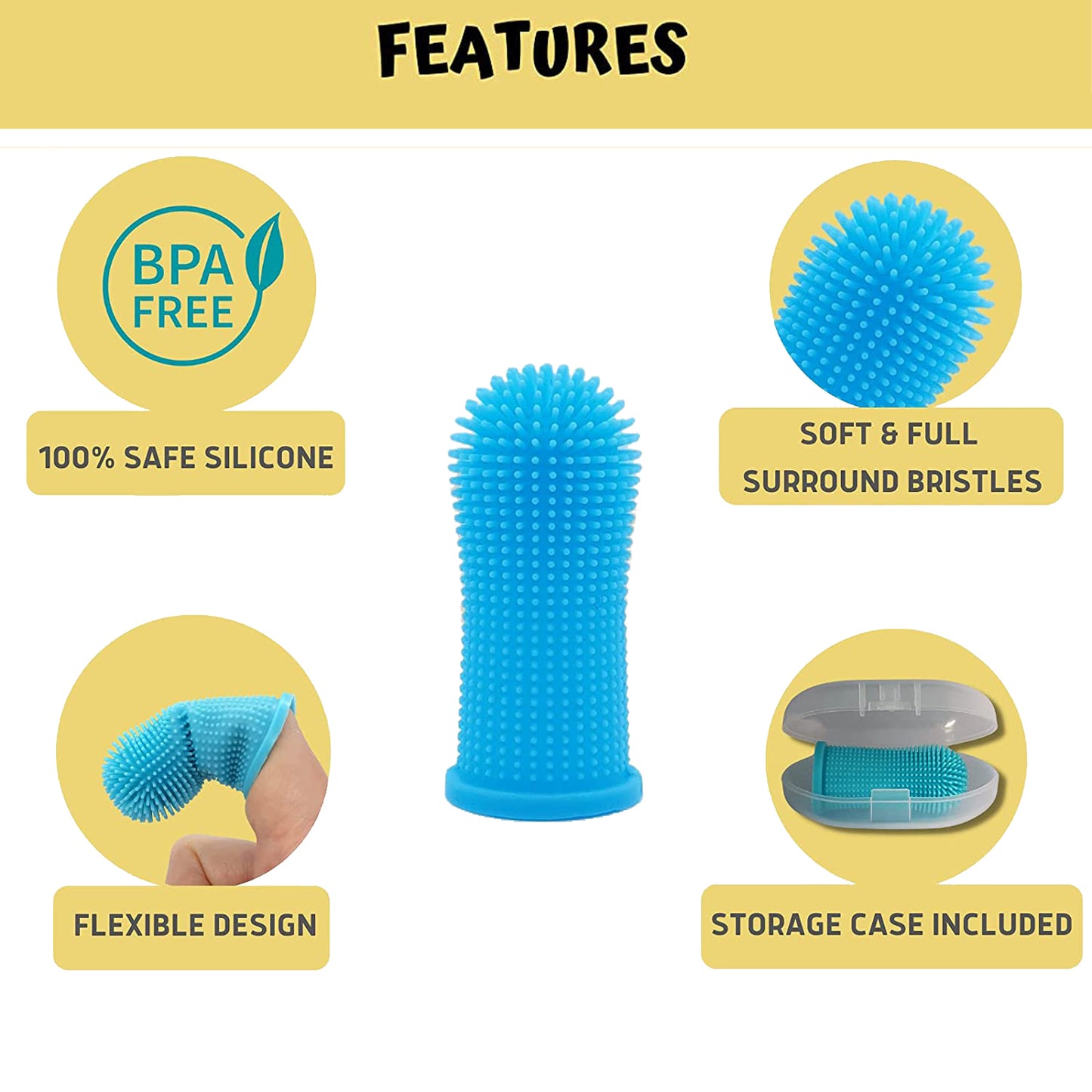 Super Soft Pet Toothbrush for Dogs and Cats, Silicone Care