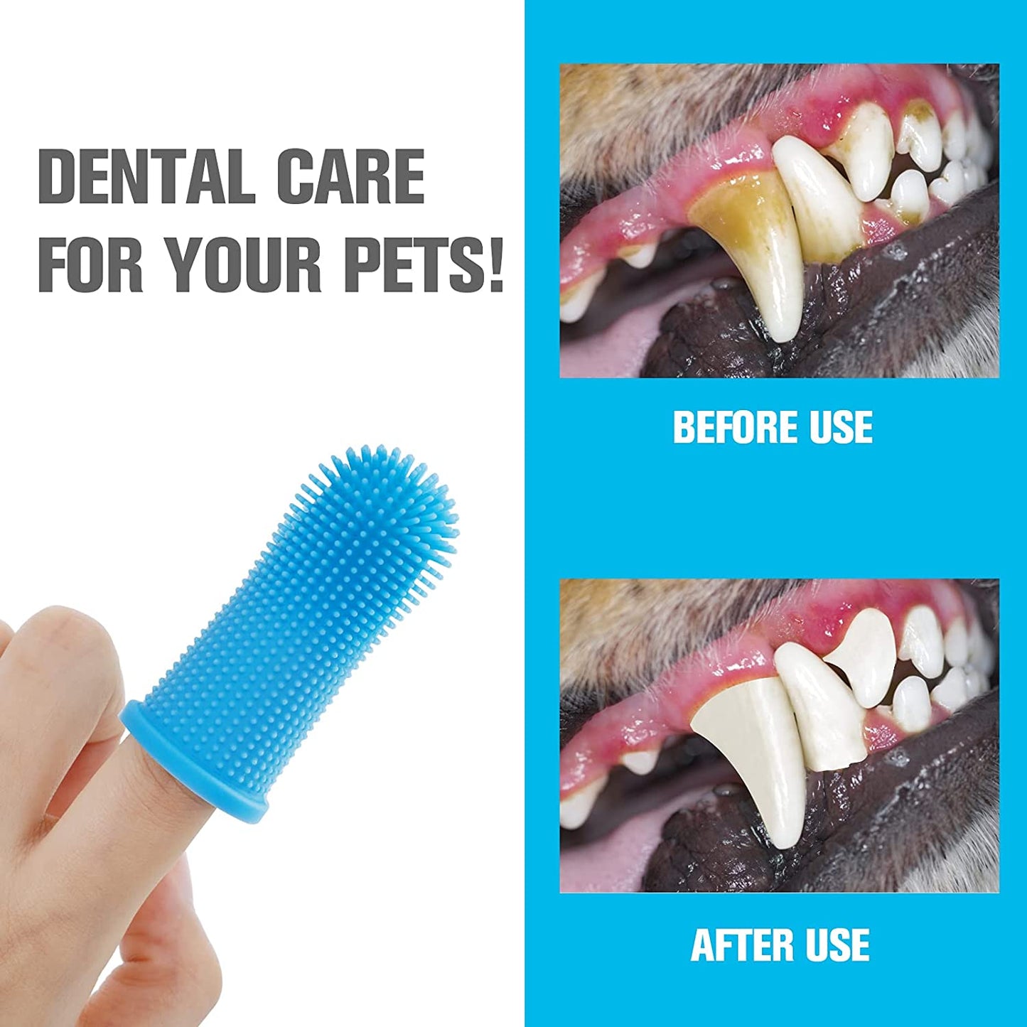 Super Soft Pet Toothbrush for Dogs and Cats, Silicone Care