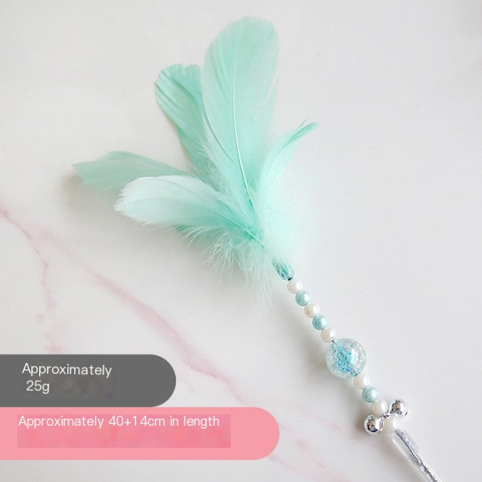 Colorful Feather Cat Teaser Wand with Bell Toy