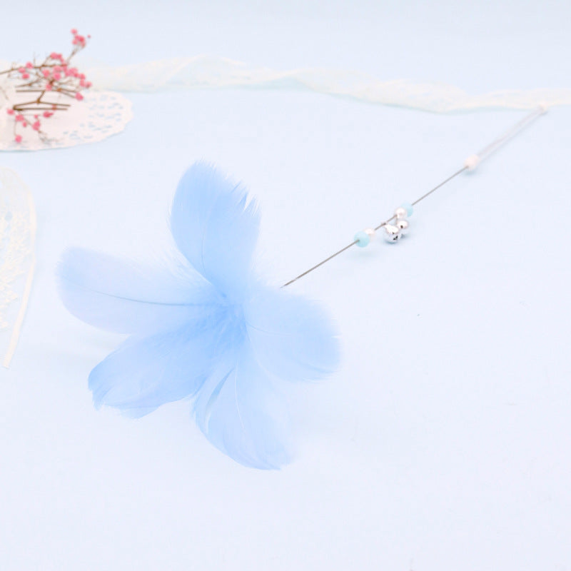 Colorful Feather Cat Teaser Wand with Bell Toy