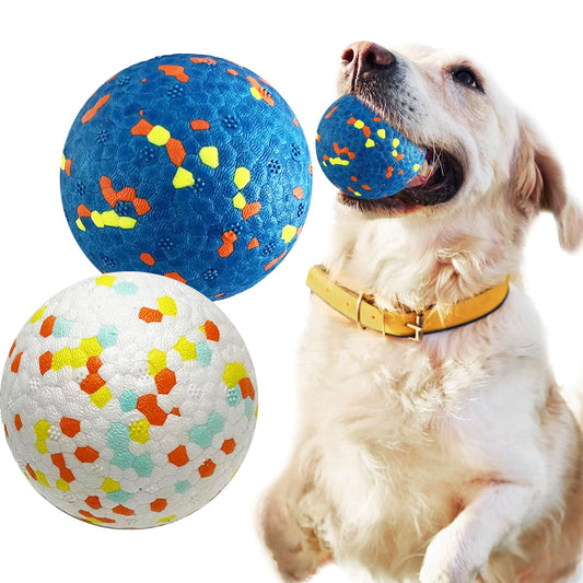 Petcare 2 Pack Dog Balls Toys for Aggressive Chewers Indestructible Tennis Balls for Medium Large Dogs Water Toy Chew Balls Tough Durable Big Dog Toys Bouncing Ball for Dogs to Fetch Blue+White