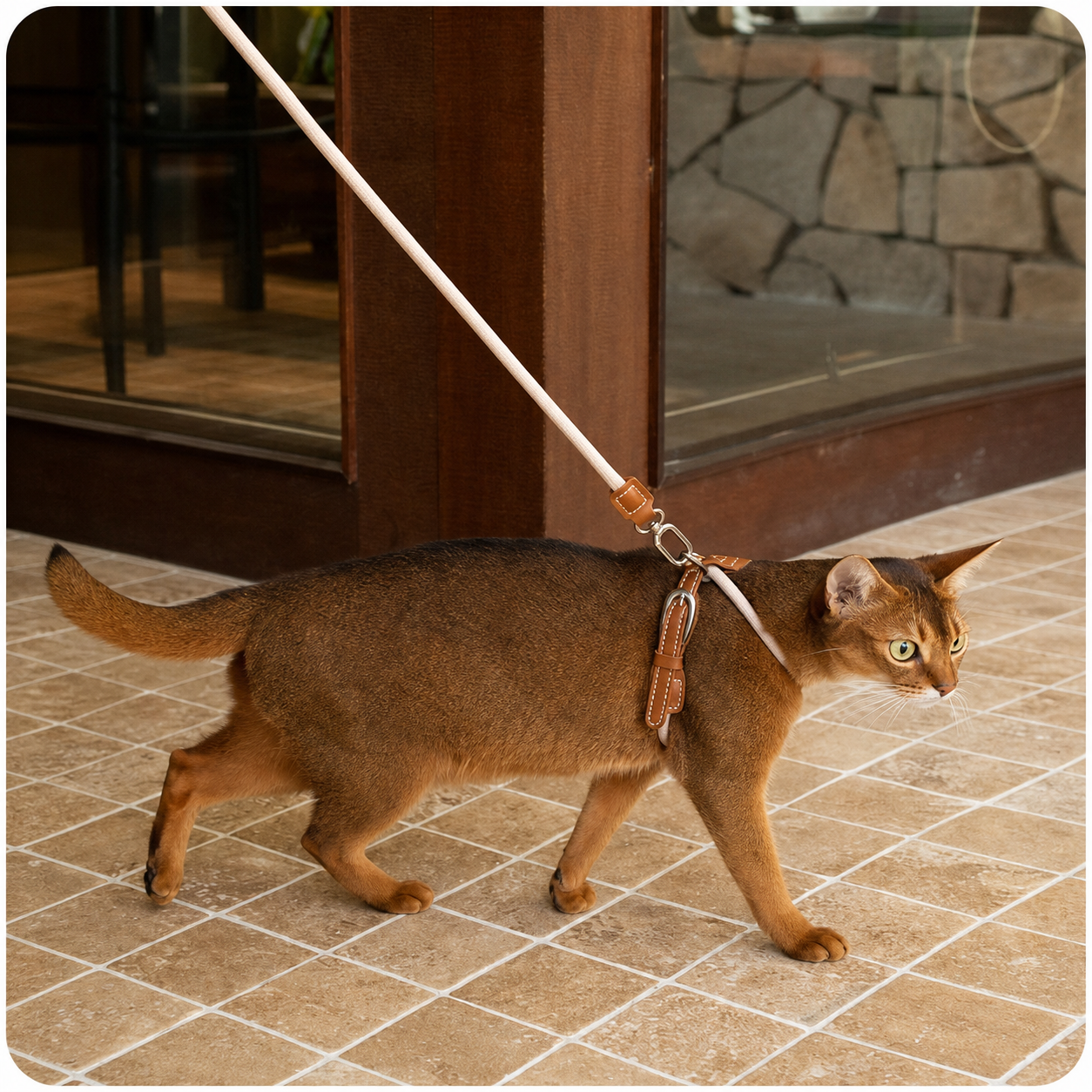 HiDREAM X-Shape Cat Harness & Leash Set | Escape-Proof, Lightweight 33g with Leather Buckle