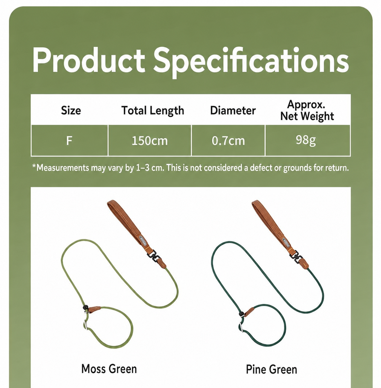 HiDREAM Dual-Stopper Slip Lead | Anti-Choke Dog Leash with Leather Handle & 360° Swivel Clip
