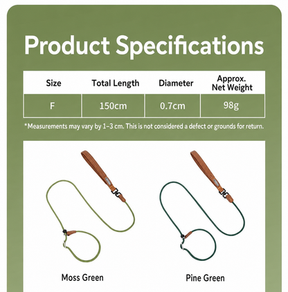 HiDREAM Dual-Stopper Slip Lead | Anti-Choke Dog Leash with Leather Handle & 360° Swivel Clip
