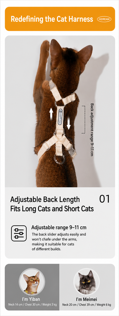 HiDREAM Bobo Free-Explore Cat Harness & Leash Set