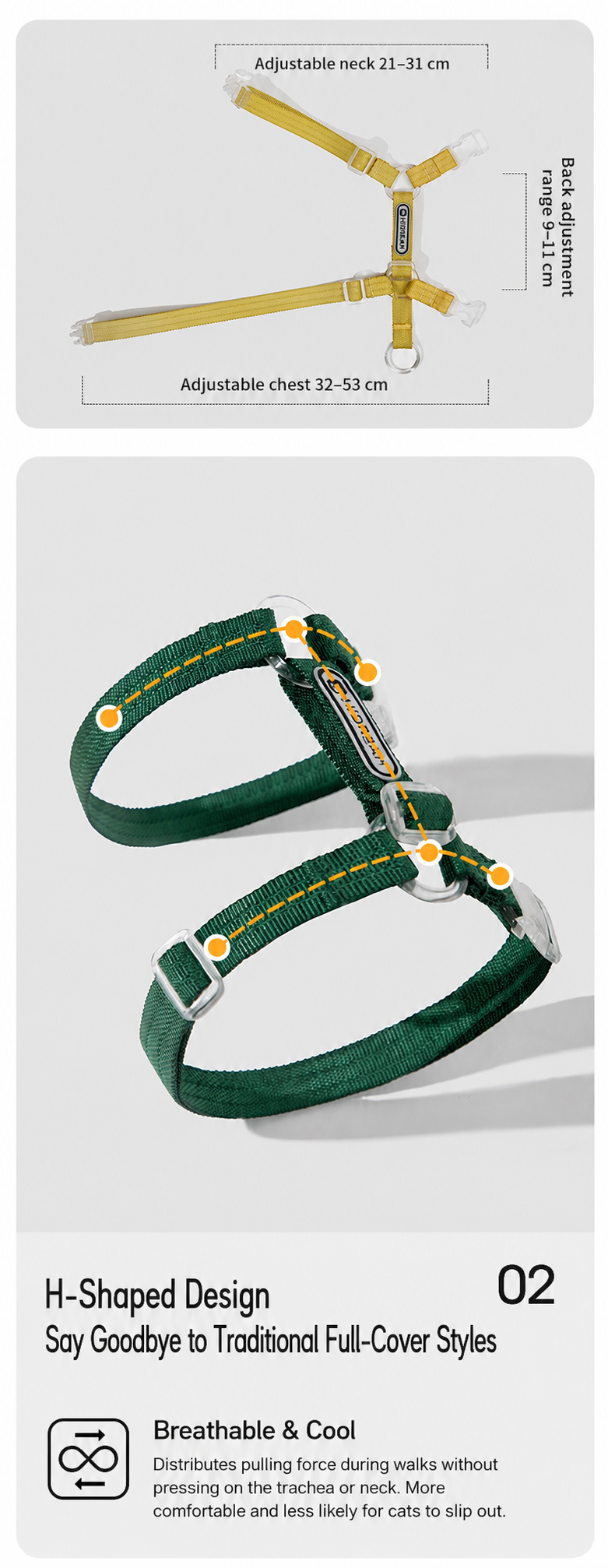 HiDREAM Bobo Free-Explore Cat Harness & Leash Set
