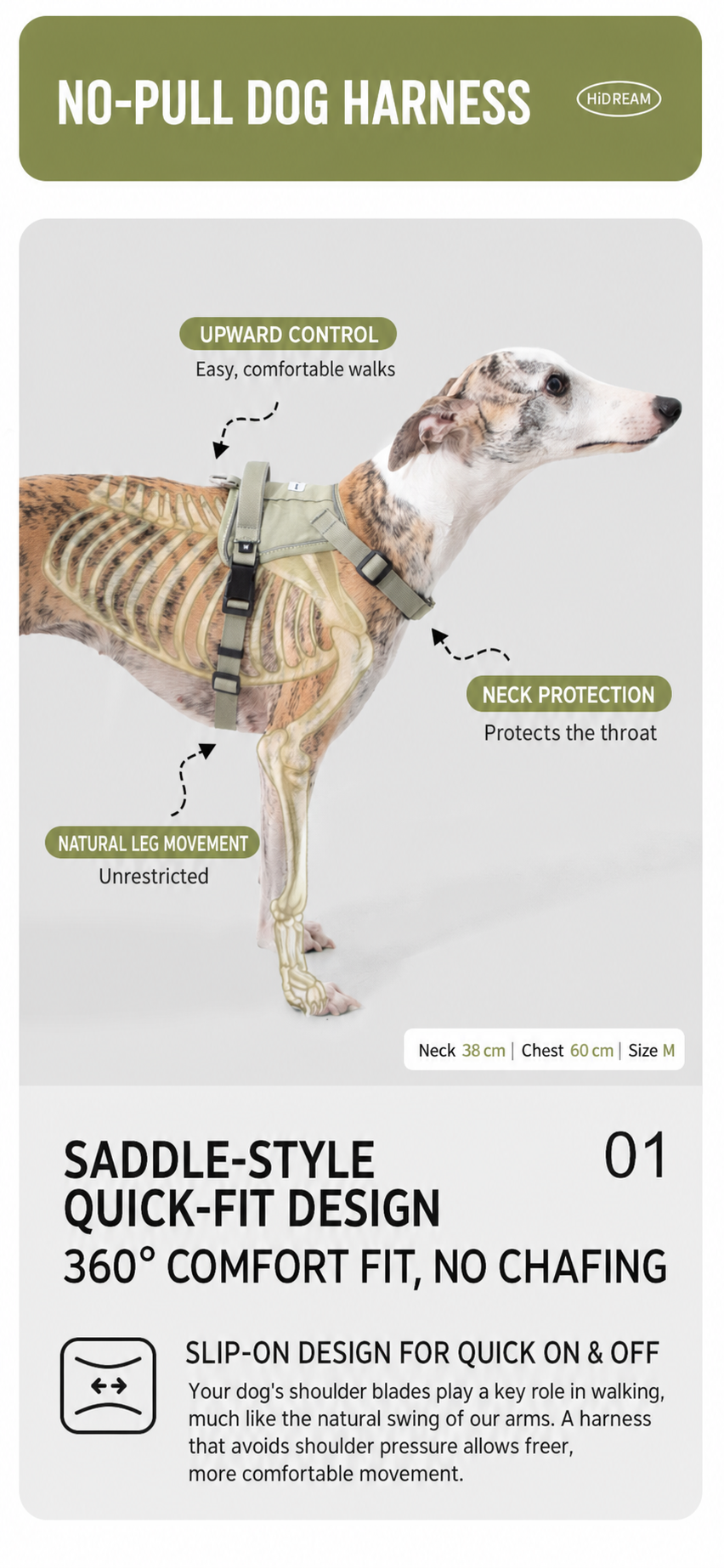 HiDREAM Valley Series Anti-Burst Quick-Fit Dog Harness | No-Pull Step-In Vest for Dogs