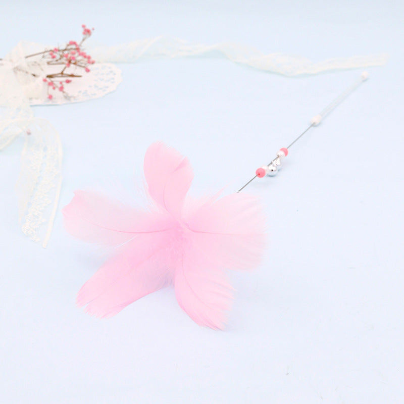 Colorful Feather Cat Teaser Wand with Bell Toy