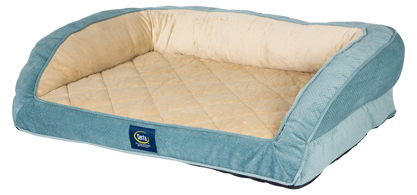Serta Ortho Quilted Couch Pet Bed Large Blue