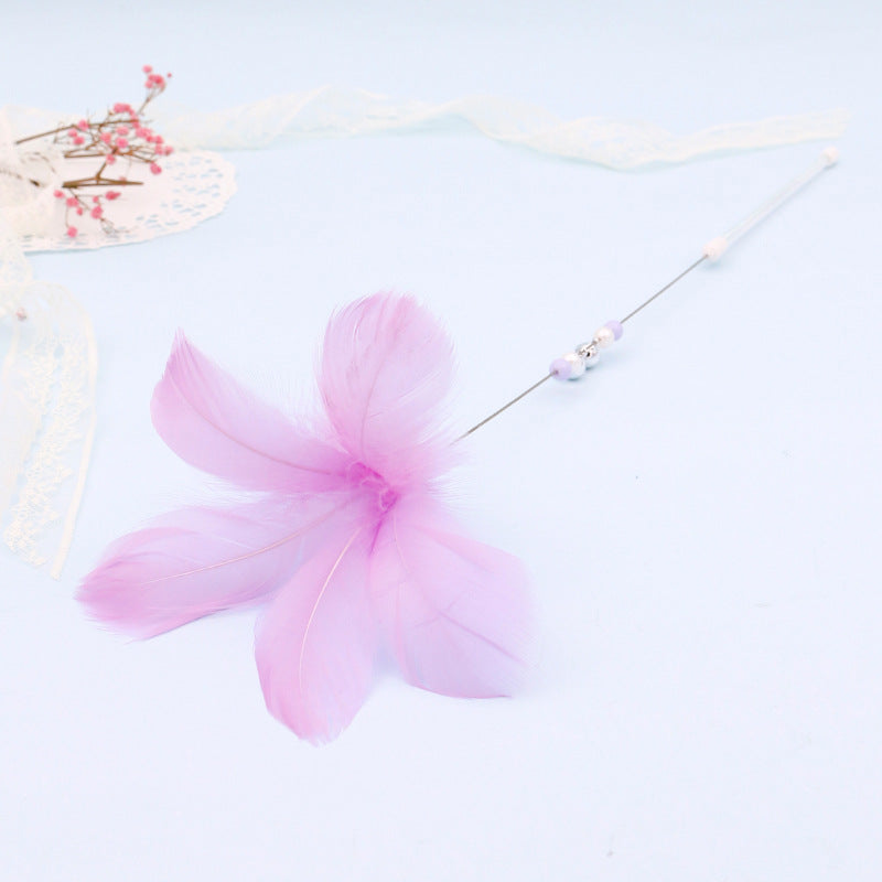 Colorful Feather Cat Teaser Wand with Bell Toy