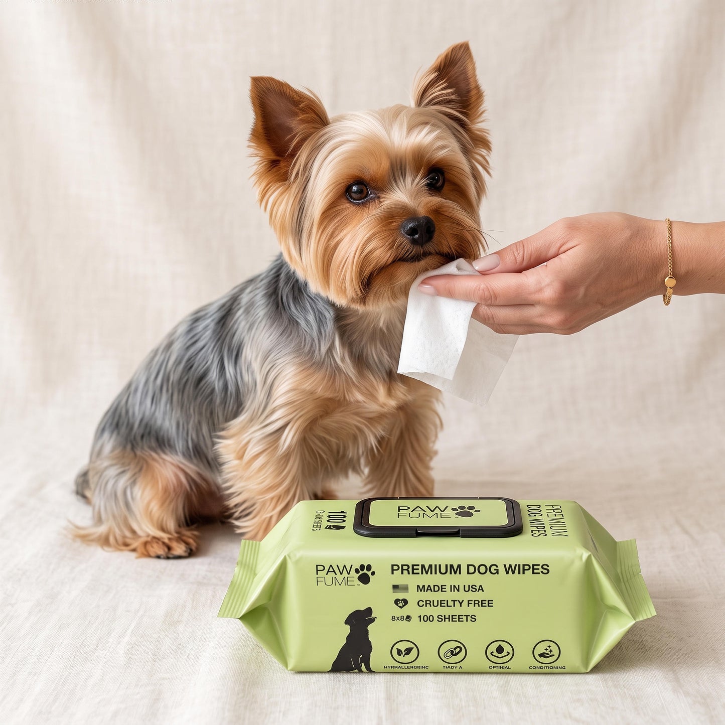 Pawfume Dog Wipes 100 Count Pet Wipes – Hypoallergenic & Gentle Dog Wipes for Eyes Face Butt and Paws – Cleaning & Deodorizing Grooming Tear Stain Wipes for Puppy Adult Dogs & Cats